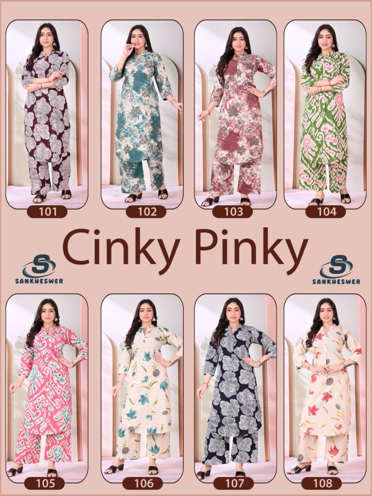 Latest Sankheswer Cinky Pinky Cotton Flex Casual Wear Top And Bottom Collection Wholesale 2026