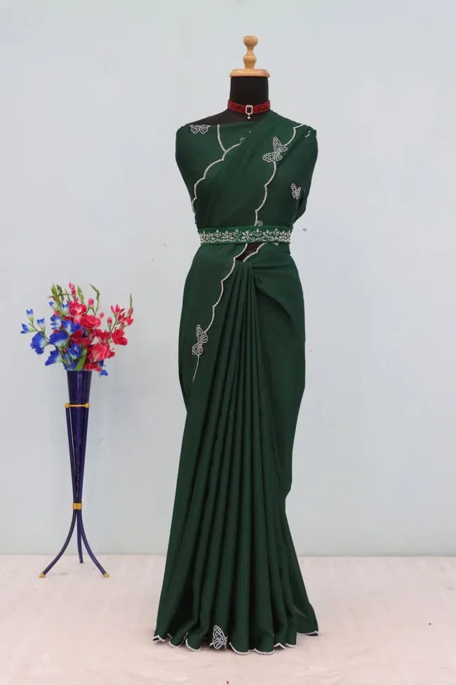 Gf Butterfly Dyed Chinon Work Party Wear Saree Wholesale