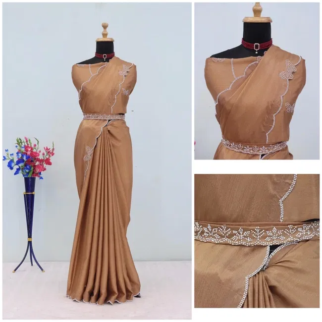 Stylish Gf Butterfly Dyed Chinon Work Party Wear Saree Wholesale 2026