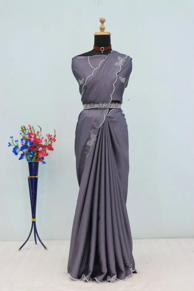 Stylish Gf Butterfly Dyed Chinon Work Party Wear Saree Wholesale 2026