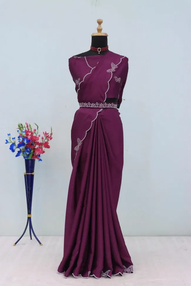 Stylish Gf Butterfly Dyed Chinon Work Party Wear Saree Wholesale 2026