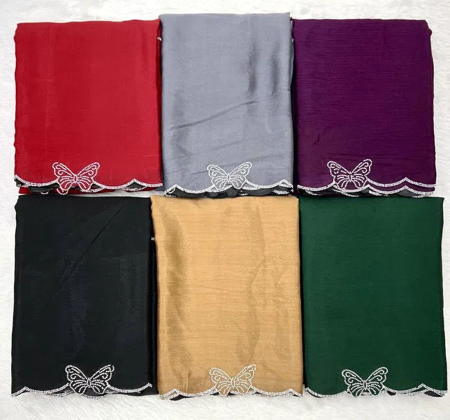 Stylish Gf Butterfly Dyed Chinon Work Party Wear Saree Wholesale 2026