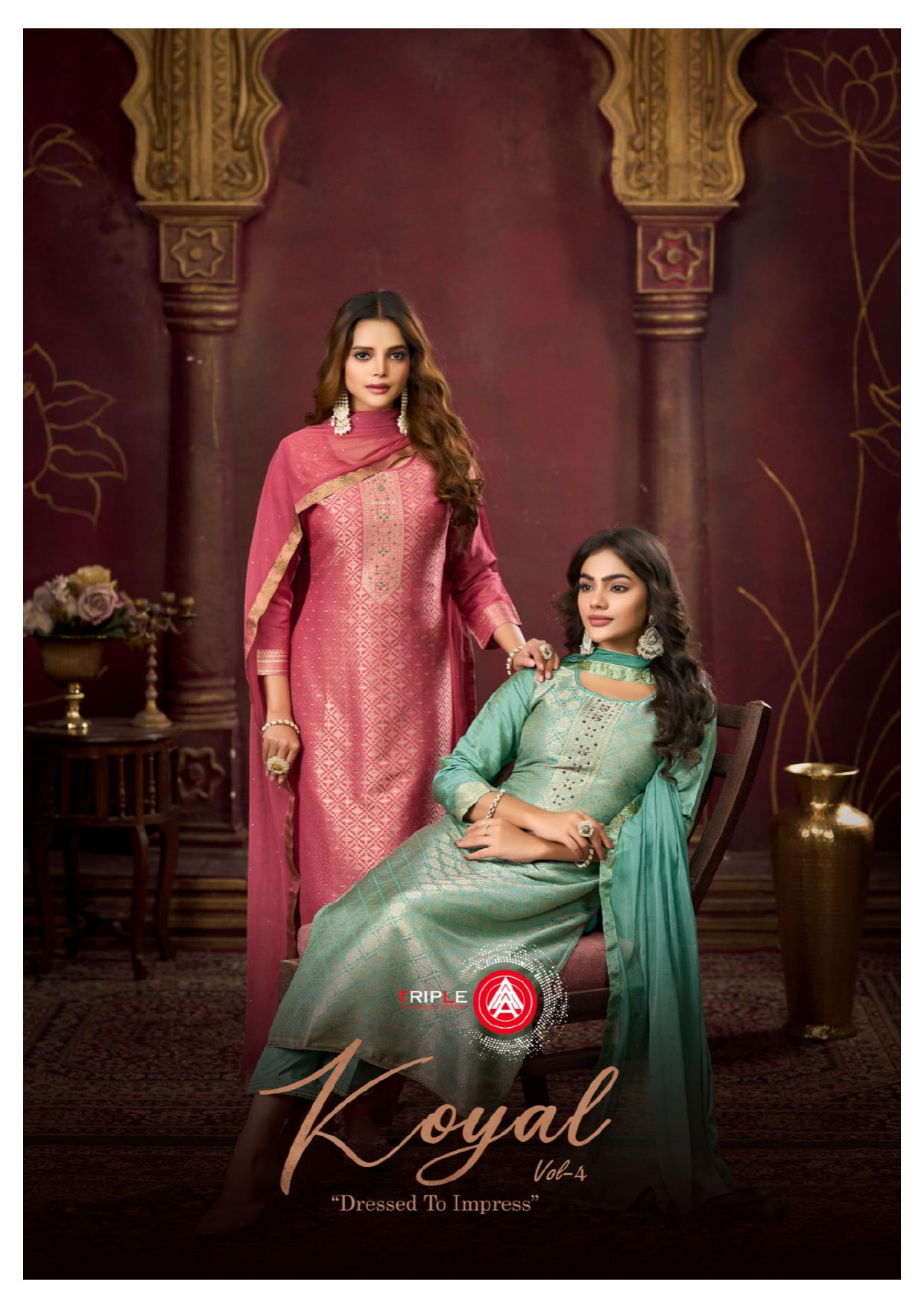 Triple Aaa Koyal Vol 4 Muslin Jacquard With Handwork Salwar Kameez Wholesale