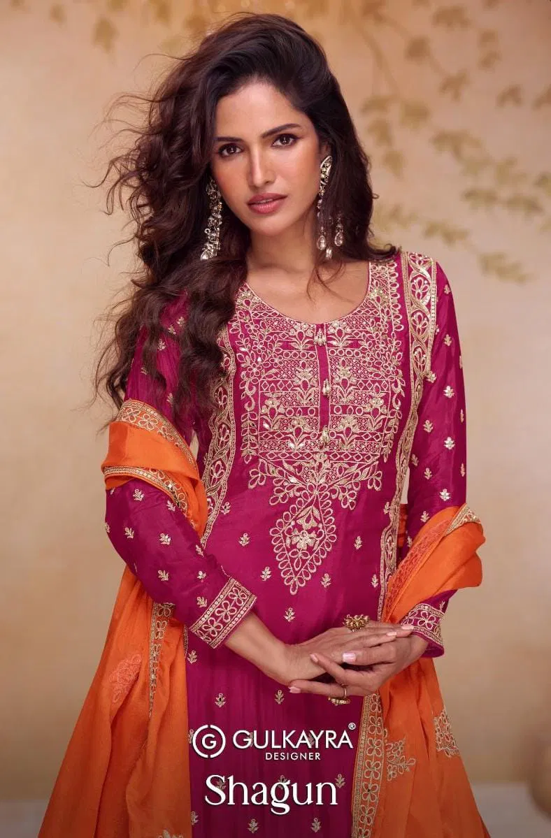 Gulkayra Shagun Chinon With Embroidery Work Salwar Kameez Wholesale