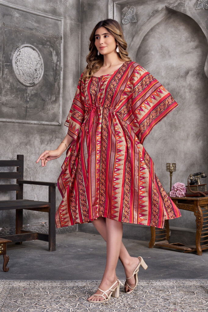 Stylish Vouch Kaftan Muslin Foil Printed Kaftan Kurti Collection Wholesale 2026