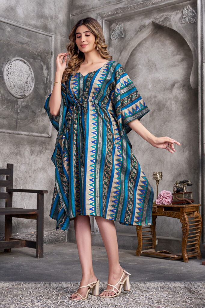 Stylish Vouch Kaftan Muslin Foil Printed Kaftan Kurti Collection Wholesale 2026