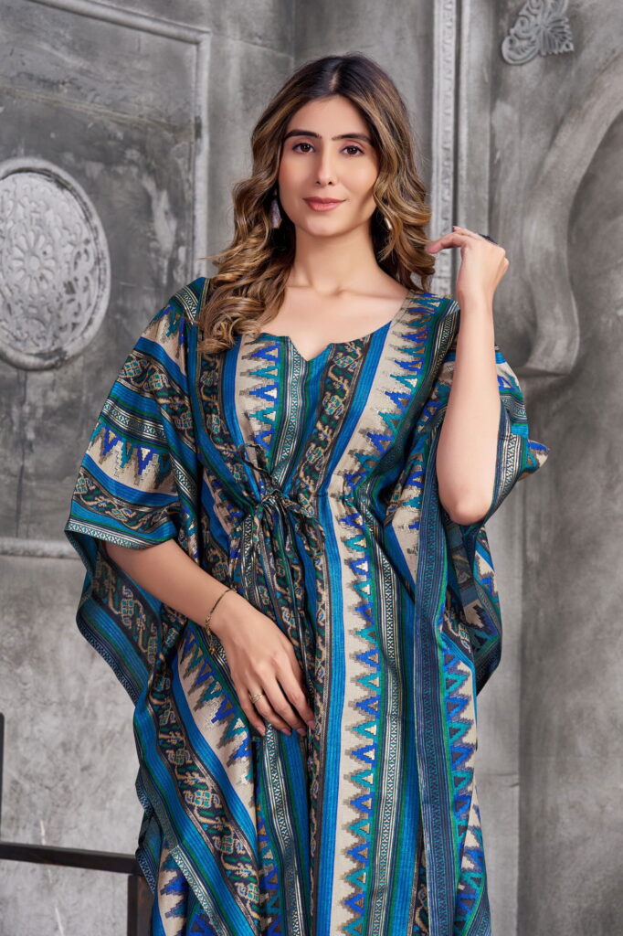Stylish Vouch Kaftan Muslin Foil Printed Kaftan Kurti Collection Wholesale 2026