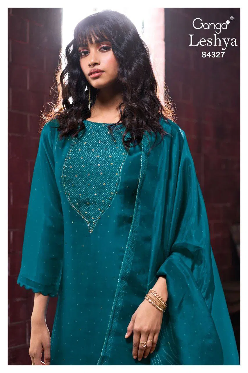 Ganga Leshya 4327 Bemberg Silk Printed Embroidery Salwar Kameez Wholesale