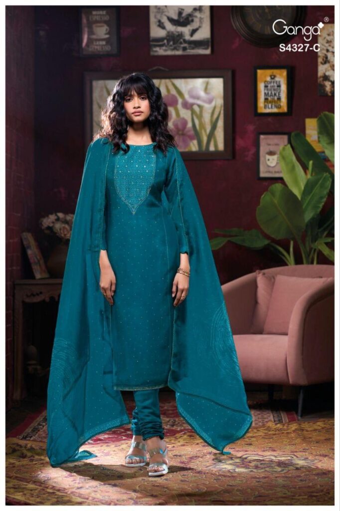 Latest Ganga Leshya 4327 Bemberg Silk Printed Embroidery Salwar Kameez Wholesale 2026