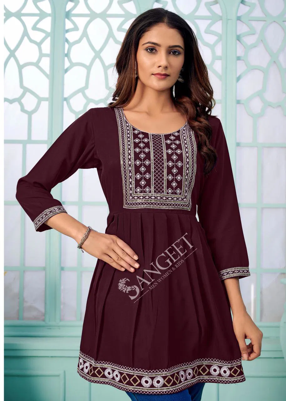 Sangeet Aashini Vol 3 Rayon With Embroidery Work Top Collection Wholesale