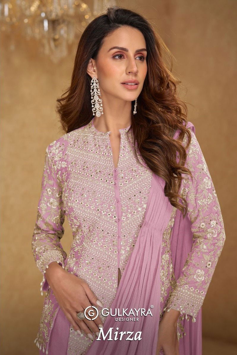 Gulkayra Mirza Chinon With Embroidery Work Designer Indo Western Collection Wholesale