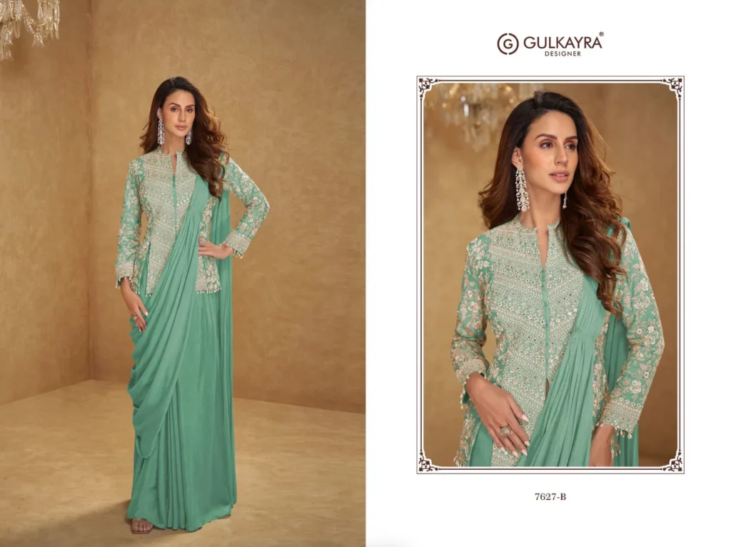 Launching Gulkayra Mirza Chinon With Embroidery Work Designer Indo Western Collection Wholesale 2026