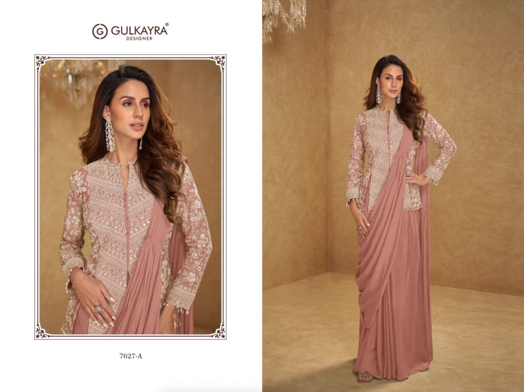 Launching Gulkayra Mirza Chinon With Embroidery Work Designer Indo Western Collection Wholesale 2026