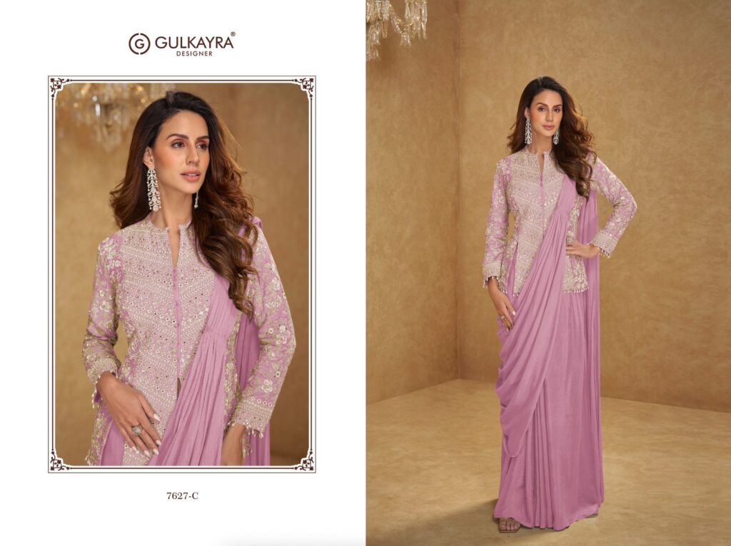 Launching Gulkayra Mirza Chinon With Embroidery Work Designer Indo Western Collection Wholesale 2026