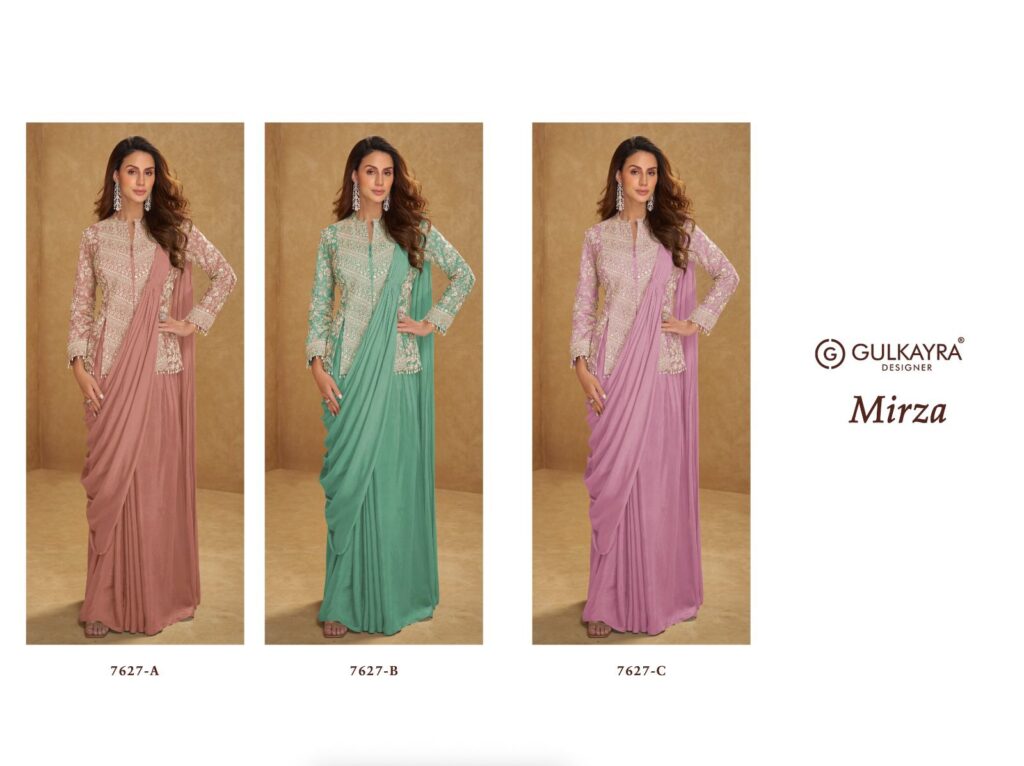 Launching Gulkayra Mirza Chinon With Embroidery Work Designer Indo Western Collection Wholesale 2026