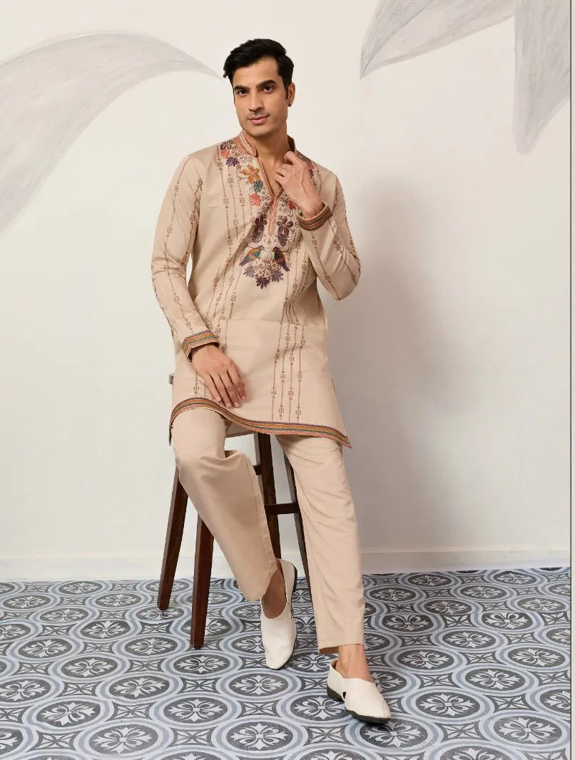 Shubhvastra V Neck Viraasat Viscose Silk Thread Work Kurta And Bottom Wholesale