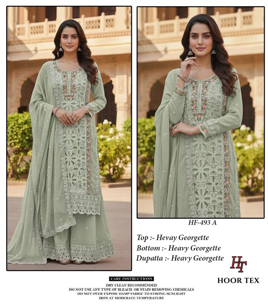 Beautiful Hoor Tex Hf 493 A to D Heavy Georgette Designer Pakistani Salwar Suit Collection Wholesale 2026