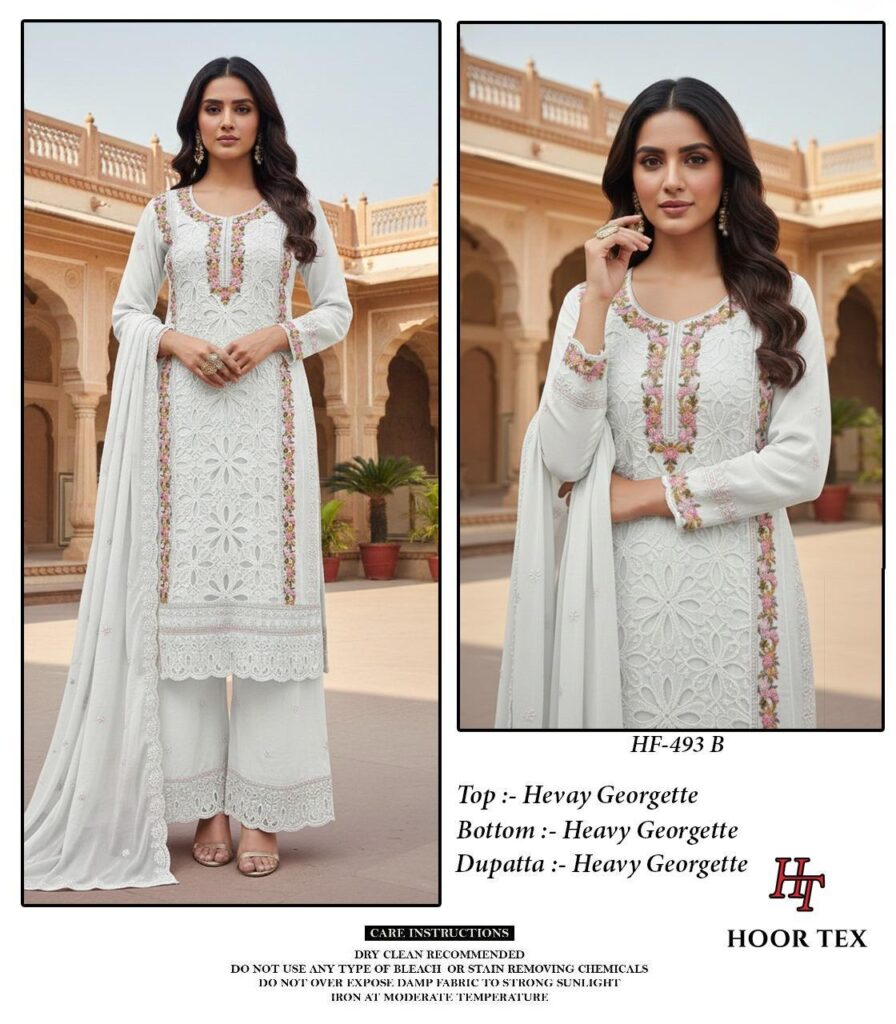 Beautiful Hoor Tex Hf 493 A to D Heavy Georgette Designer Pakistani Salwar Suit Collection Wholesale 2026