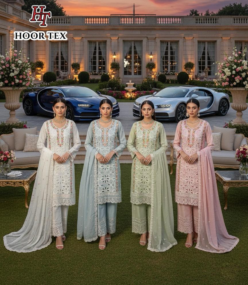 Beautiful Hoor Tex Hf 493 A to D Heavy Georgette Designer Pakistani Salwar Suit Collection Wholesale 2026