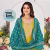 Blue Hills Noor Jahan Chanderi Foil Printed Embroidery Top Bottom And Dupatta Wholesale