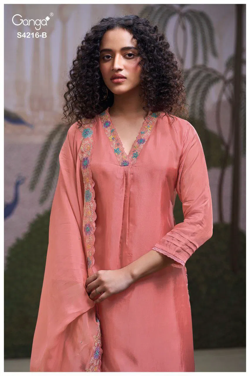 Ganga Bisha 4216 Bemberg Silk With Embroidery Work Salwar Kameez Wholesale