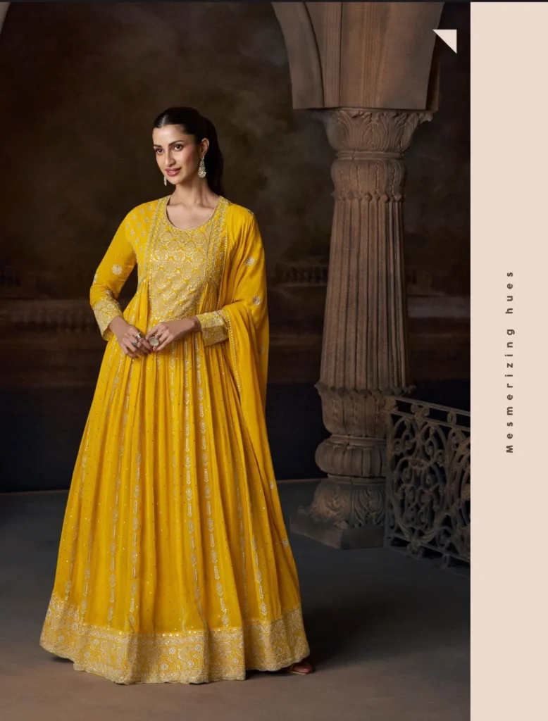 Latest Sayuri Saadgi Real Georgette Trendy Look Gown With Dupatta Wholesale 2026