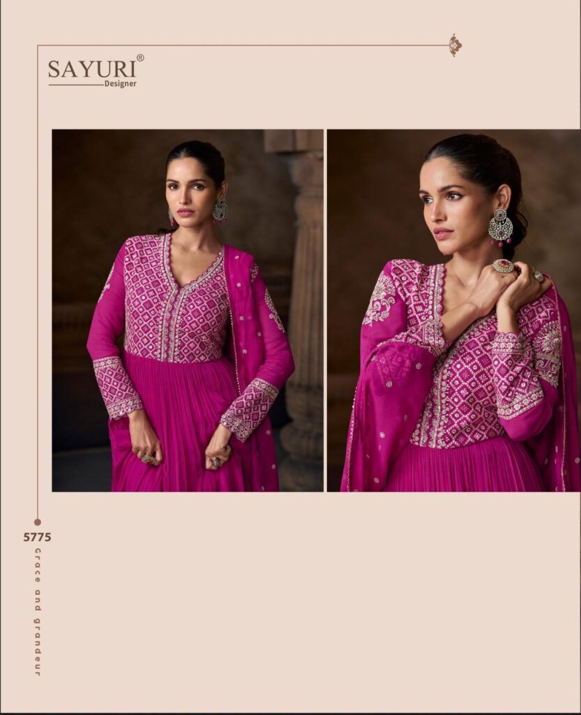 Latest Sayuri Saadgi Real Georgette Trendy Look Gown With Dupatta Wholesale 2026
