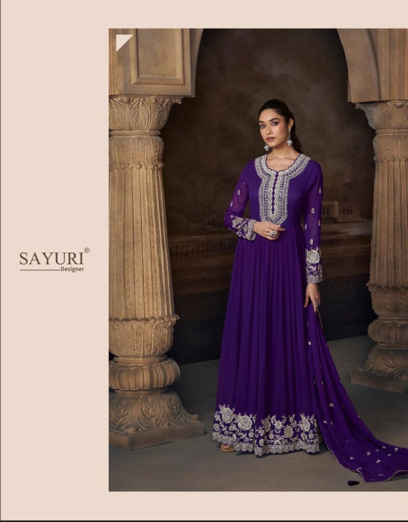 Latest Sayuri Saadgi Real Georgette Trendy Look Gown With Dupatta Wholesale 2026