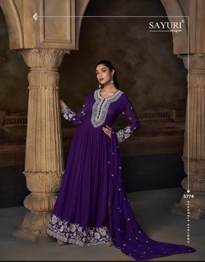 Latest Sayuri Saadgi Real Georgette Trendy Look Gown With Dupatta Wholesale 2026
