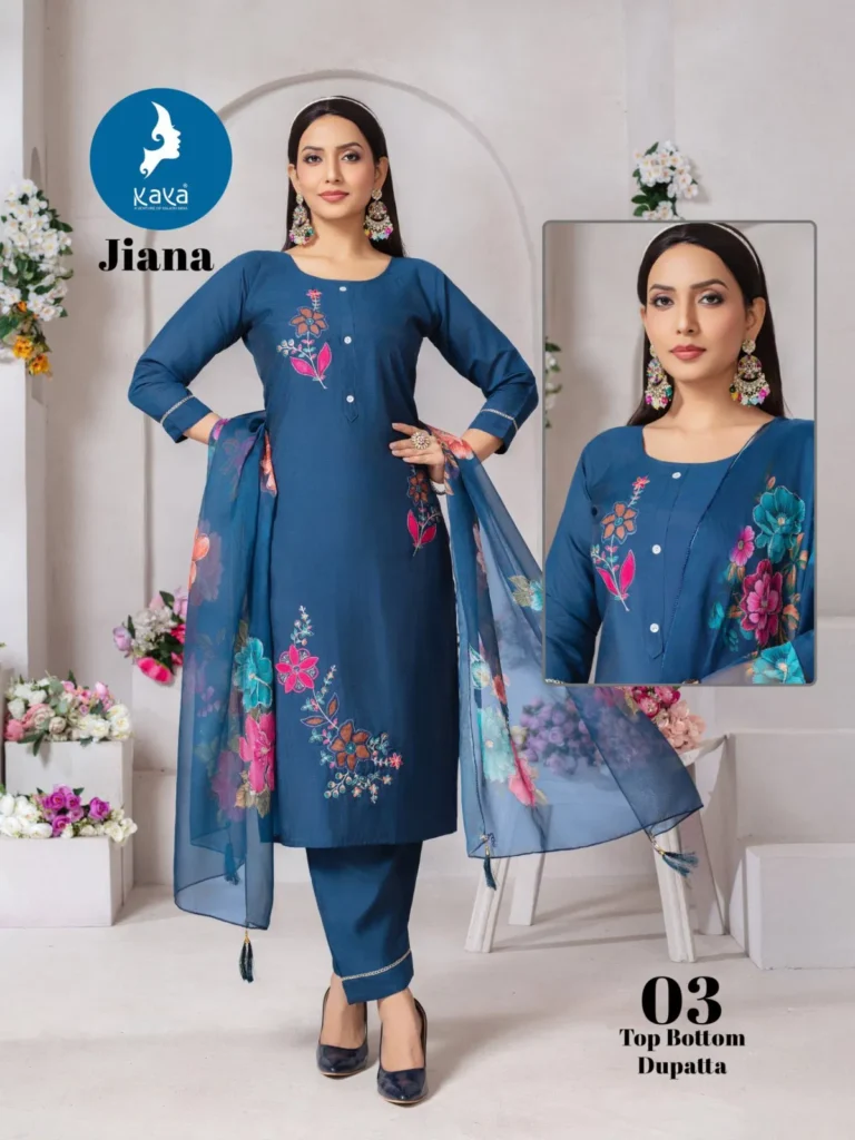 Buy Kaya Jiana Roman Silk With Work Kurti Pant And Dupatta Collection Wholesale 2026