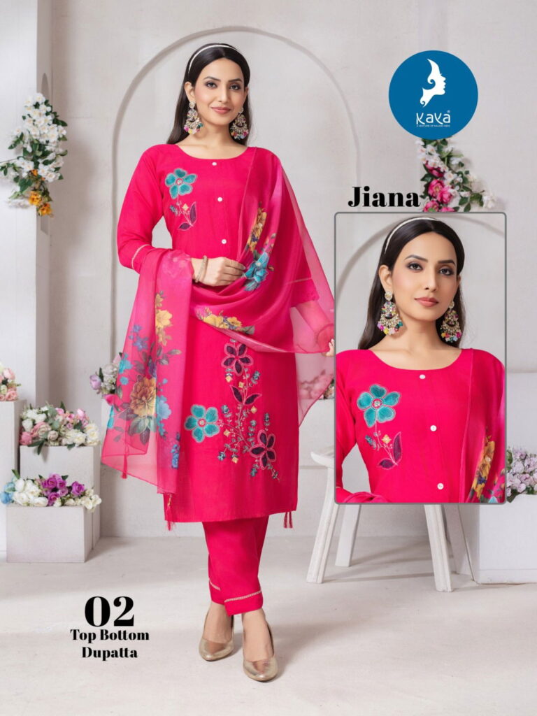 Buy Kaya Jiana Roman Silk With Work Kurti Pant And Dupatta Collection Wholesale 2026