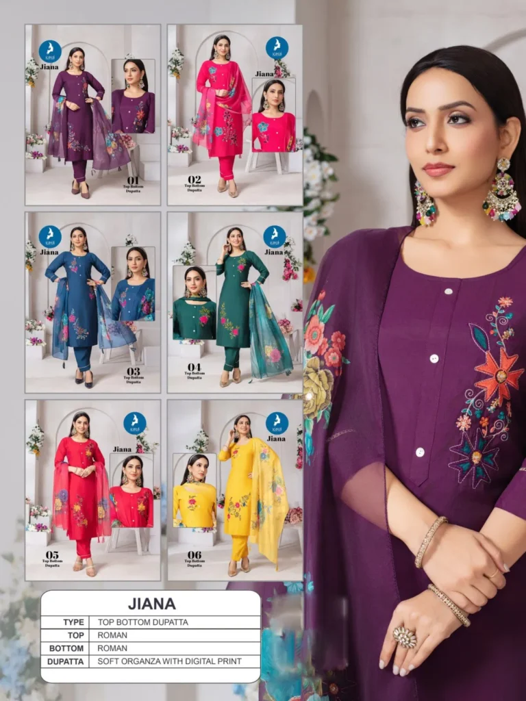 Buy Kaya Jiana Roman Silk With Work Kurti Pant And Dupatta Collection Wholesale 2026