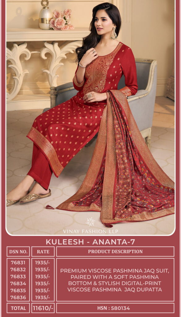 Latest Vinay Kervin Anata Vol 7 Viscose Pashmina Printed Salwar Kameez Wholesale 2026