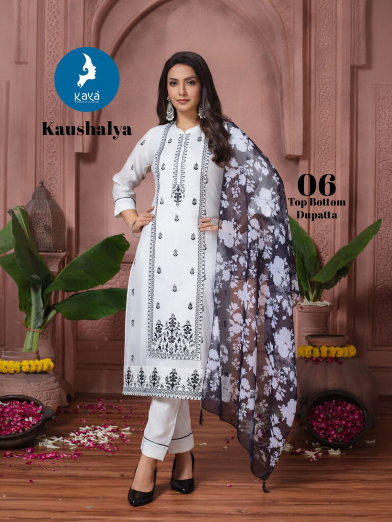 Latest Kaya Kaushalya Roman Silk With Work Kurti Pant And Dupatta Collection Wholesale 2026