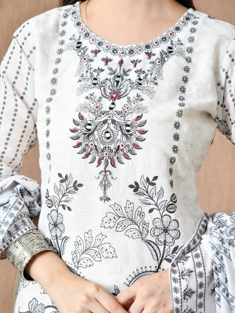 Stylish Hr 1544 Poly Schiffli Hand Work Kurti Bottom And Dupatta Collection Wholesale 2026