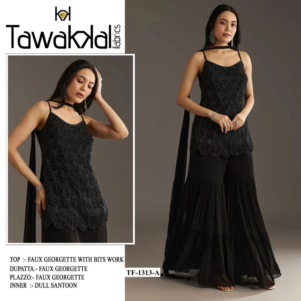 Buy Tawakkal 1313 Heavy Faux Georgette Top Bottom With Dupatta Collection Wholesale 2026
