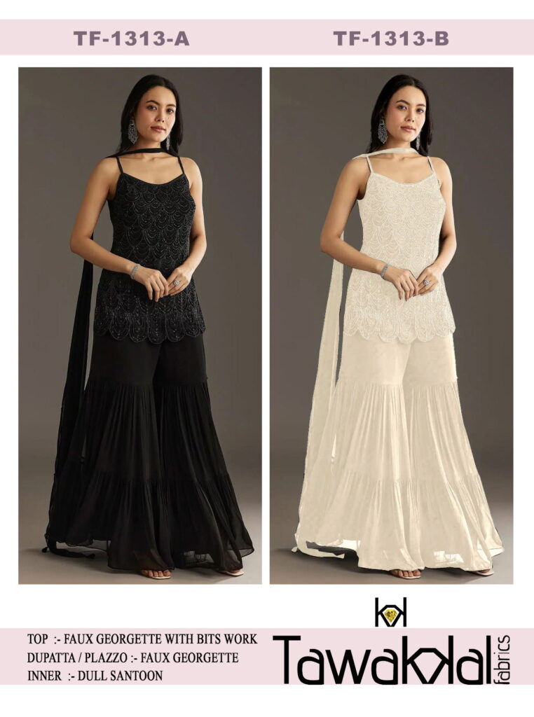 Buy Tawakkal 1313 Heavy Faux Georgette Top Bottom With Dupatta Collection Wholesale 2026