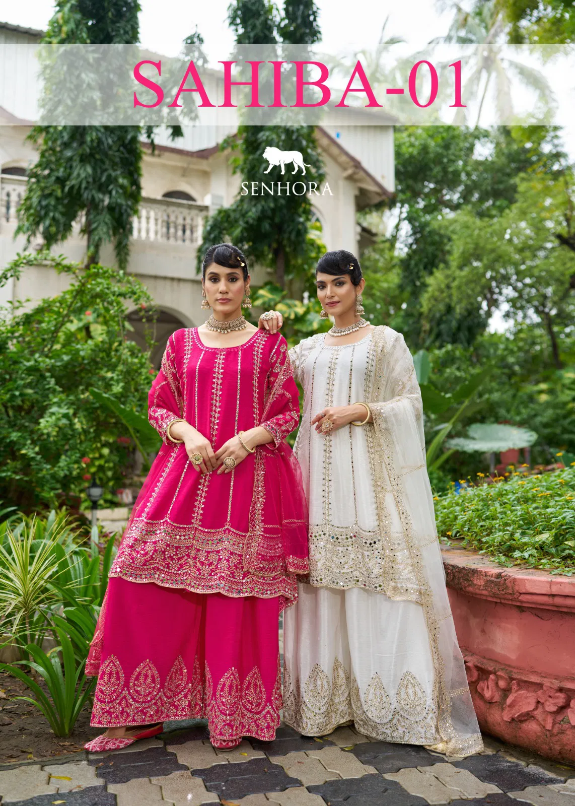 Senhora Sahiba Vol 1 Chinon With Mirror Worked Salwar Suit Collection Wholesale