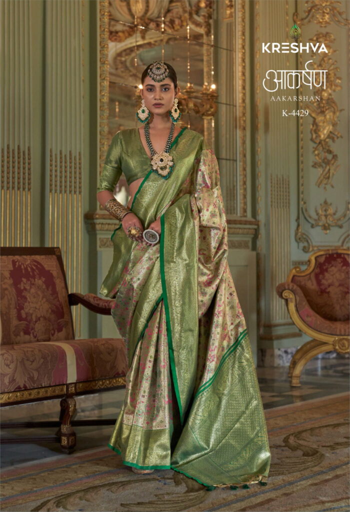 Buy Kreshva Aakarshan PV Tissue Dharmavaram Silk Weaving Saree Wholesale 2026