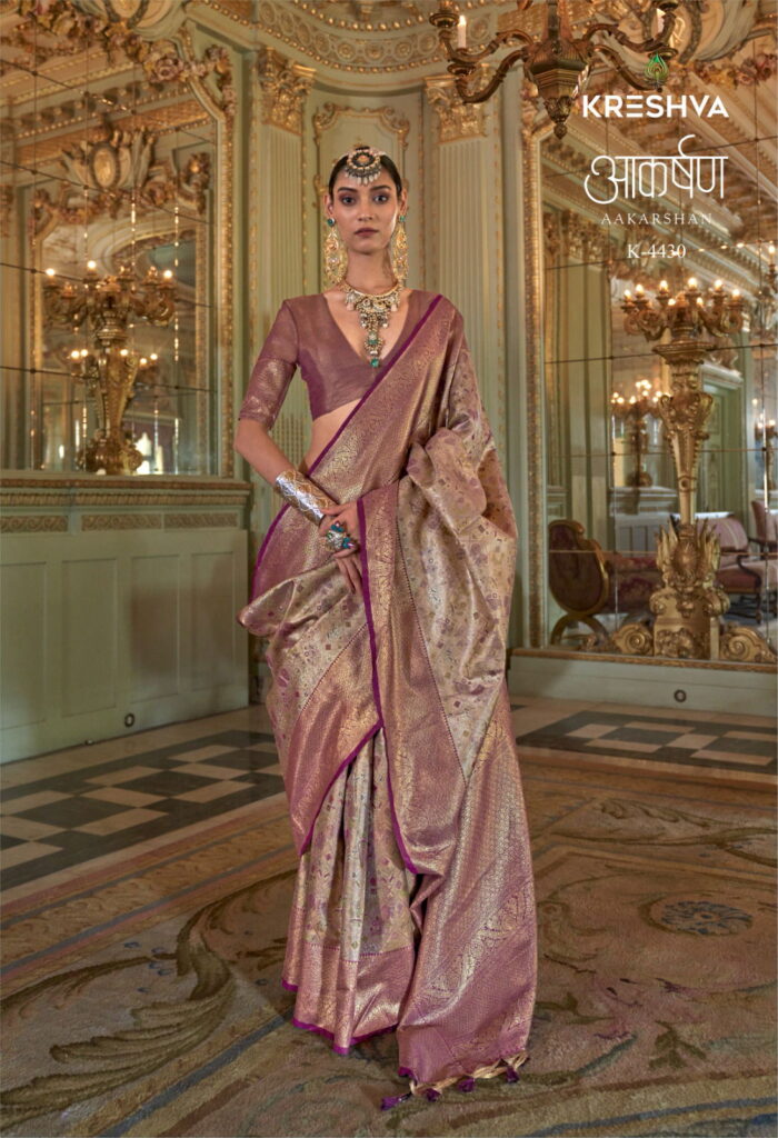 Buy Kreshva Aakarshan PV Tissue Dharmavaram Silk Weaving Saree Wholesale 2026