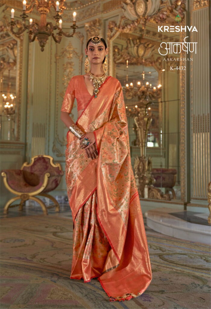 Buy Kreshva Aakarshan PV Tissue Dharmavaram Silk Weaving Saree Wholesale 2026