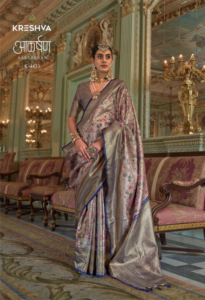 Buy Kreshva Aakarshan PV Tissue Dharmavaram Silk Weaving Saree Wholesale 2026