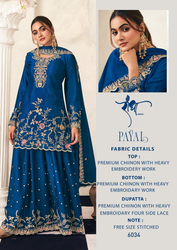 Stylish Radha Payal Chinon With Embroidery Threadwork Salwar Kameez Wholesale 2026