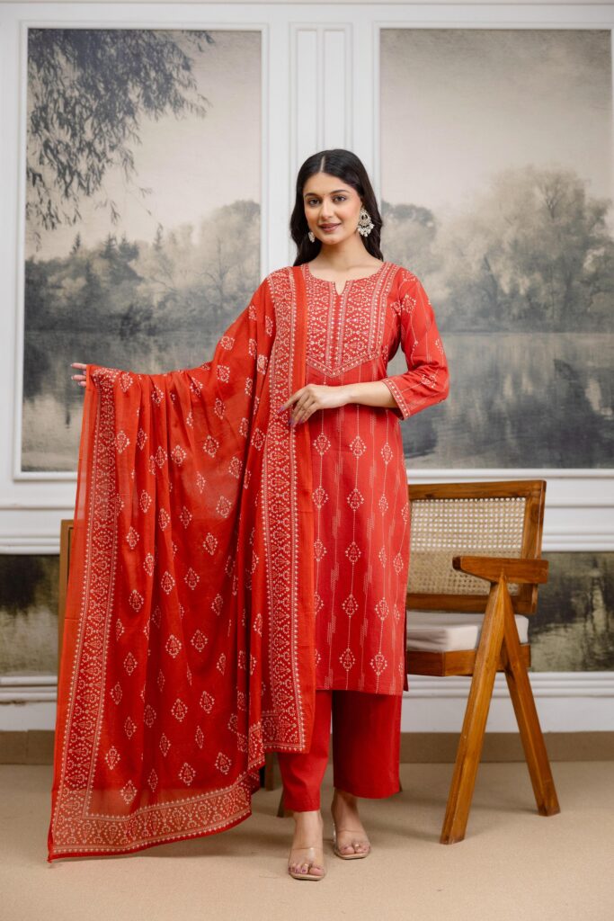 Latest Naisha K 556 Mal Cotton With Embroidery Work Kurti Pant And Dupatta Wholesale 2026