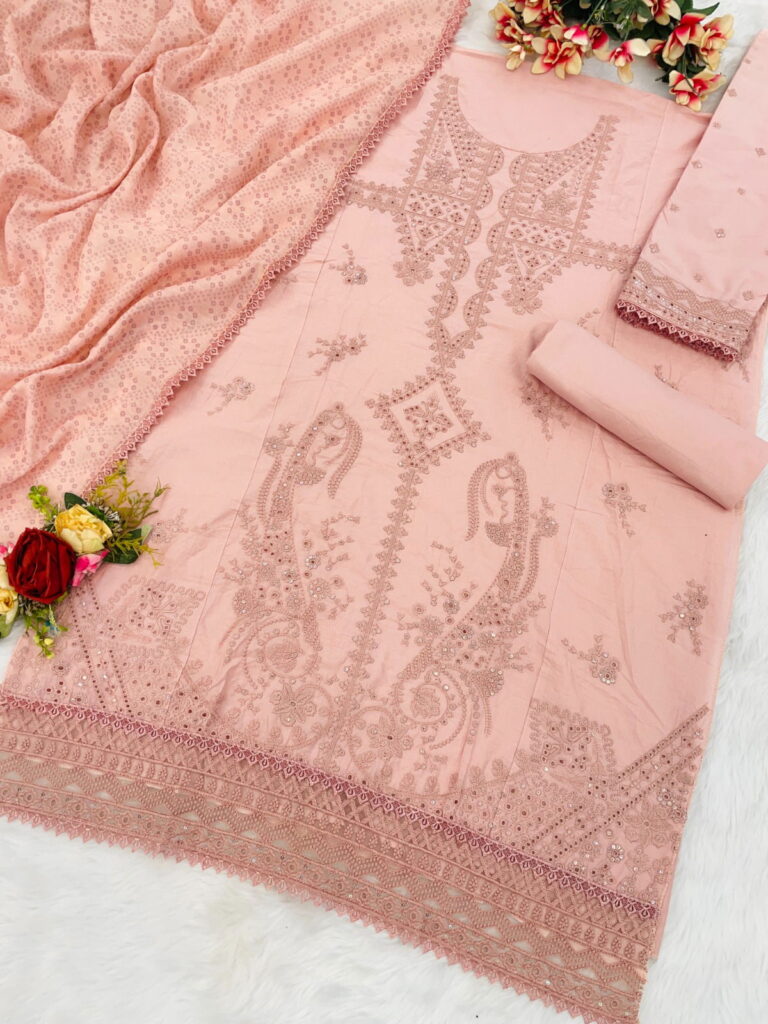 Buy Sitarah 905 Cotton Peach Eid Wear Embroidery Work Pakistani Dress Collection Wholesale 2026