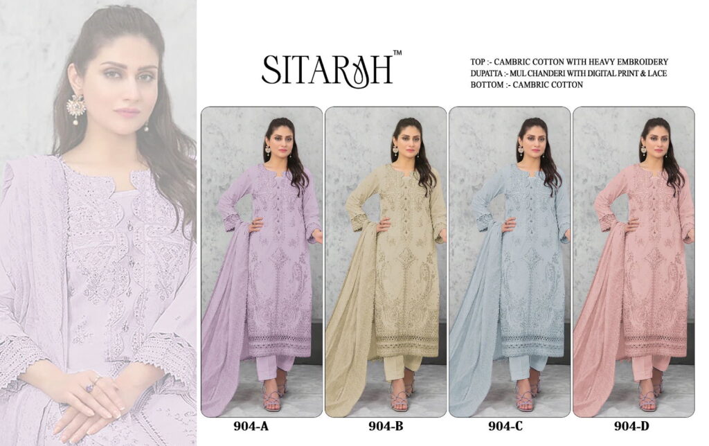 Buy Sitarah 905 Cotton Peach Eid Wear Embroidery Work Pakistani Dress Collection Wholesale 2026