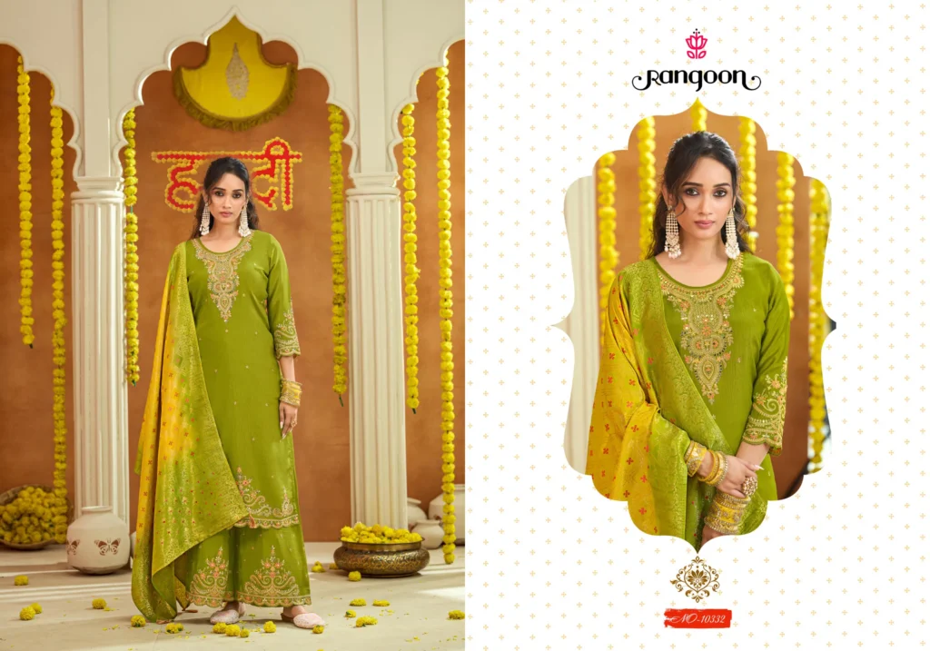 Beautiful Rangoon Haldi Mehendi Vol 2 Chinon Heavy Code Work Kurti Bottom With Dupatta Wholesale 2026