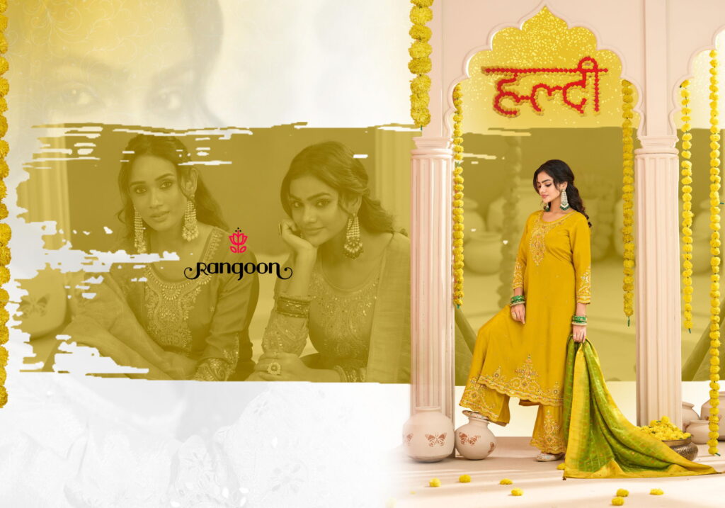 Beautiful Rangoon Haldi Mehendi Vol 2 Chinon Heavy Code Work Kurti Bottom With Dupatta Wholesale 2026