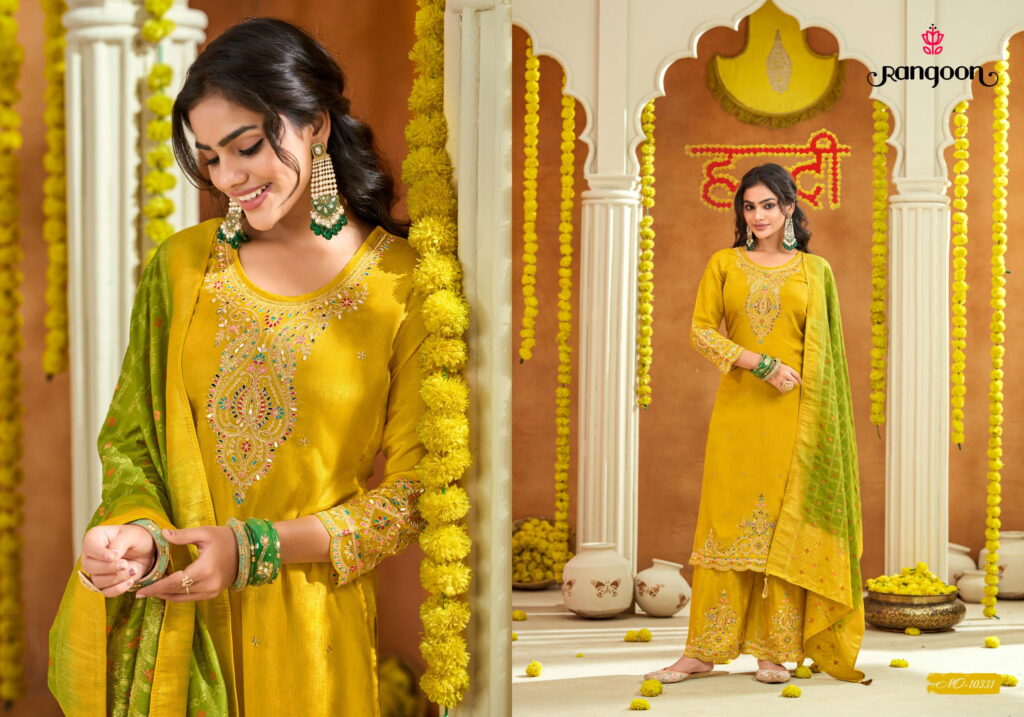 Beautiful Rangoon Haldi Mehendi Vol 2 Chinon Heavy Code Work Kurti Bottom With Dupatta Wholesale 2026