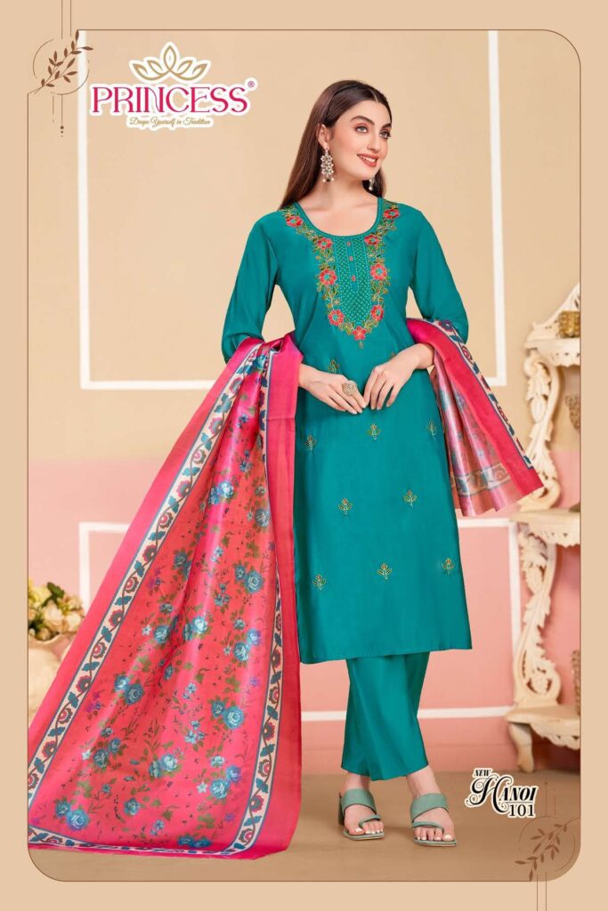 Buy Hanoi Look Roman Silk With Embroidery Worked Kurti With Bottom Dupatta Wholesale 2026